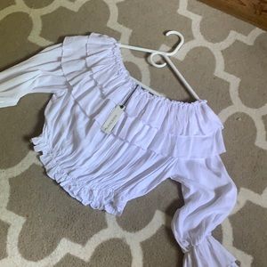 crop white long sleeve peasant top
